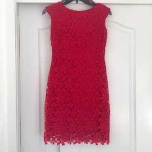 Ralph Lauren Red Lace Overlay